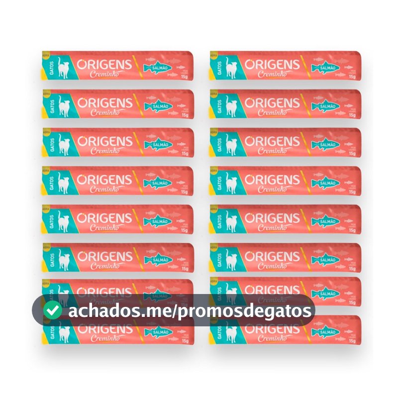 Kit 4x Petisco Origens Creminho Salmão para Gatos - 60g - 16 unidades VAL 11/26