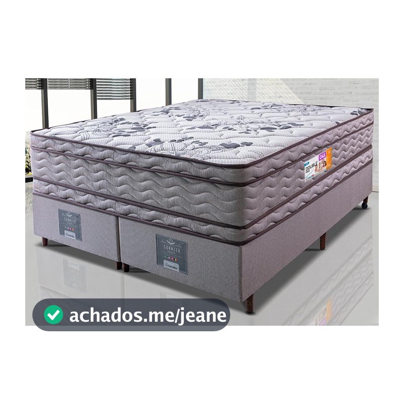 Cama Box Queen Colchão OrtoFirm + Box 158x198x71 Double Face Espuma D45 Cinza