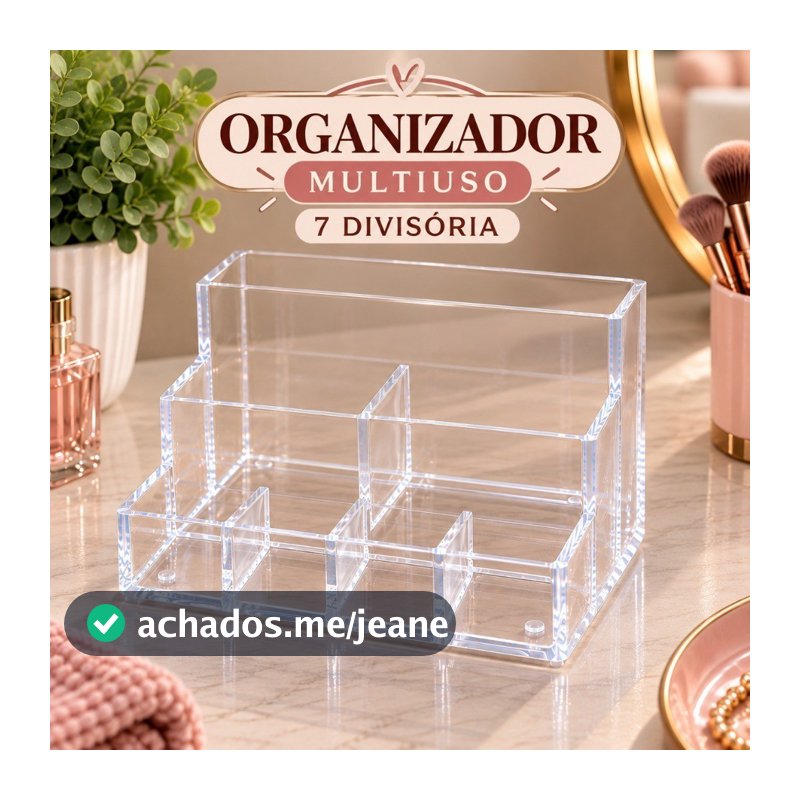 Organizador Multiuso Acrílico 7 Divisórias Para Maquiagem
