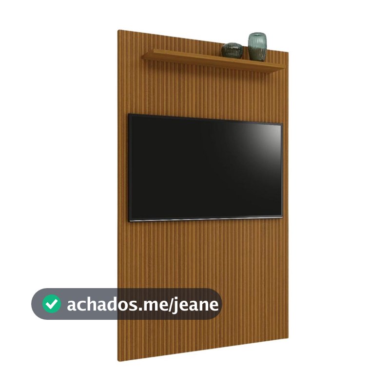 Painel Para Tv Até 55 Polegadas Ripado Impressão 3D Egeo Com Prateleira 1,35m Cedro EDN