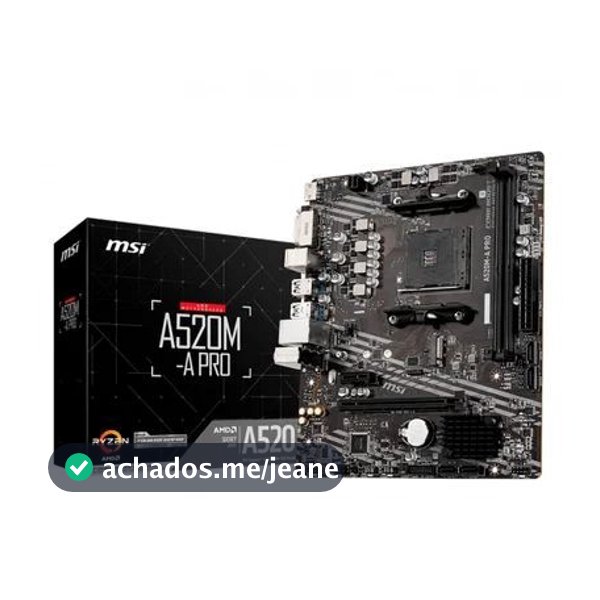 Placa Mãe MSI A520M A Pro AMD AM4 DDR4 mATX HDMI DVI Ryzen 3000 4000 5000