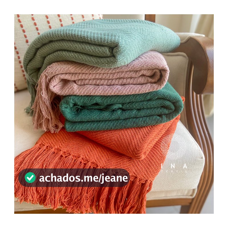 Manta Decorativa Escama Elegante para Sofá, Cama e Poltrona 100% Algodão aconchegante