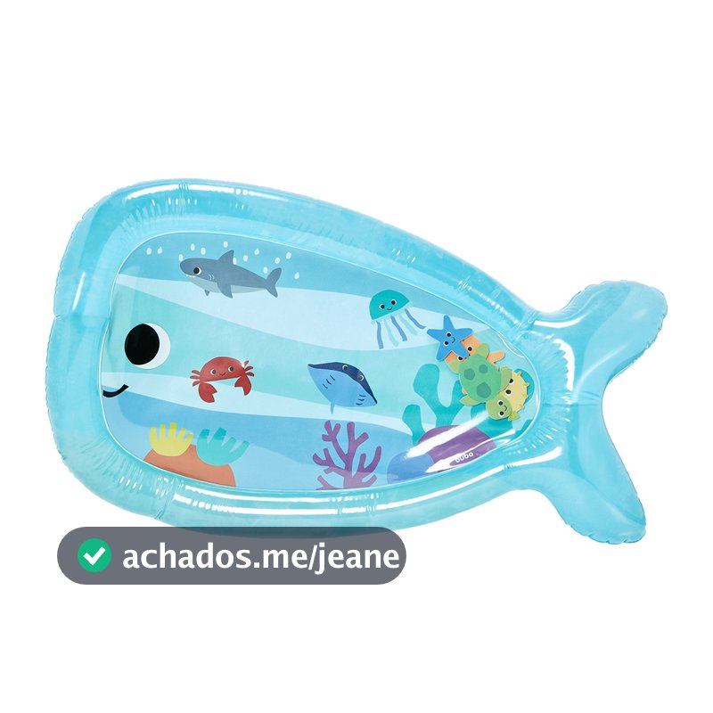 Tapete Sensorial para Tummy Time Splash Inflável Água Bichinhos Coloridos Flutuantes - Buba