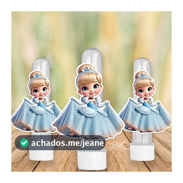 30 Apliques para Tubete Doces Bolo - Tema CINDERELA BABY -  Lembrancinhas Divertidas para Sua Festas