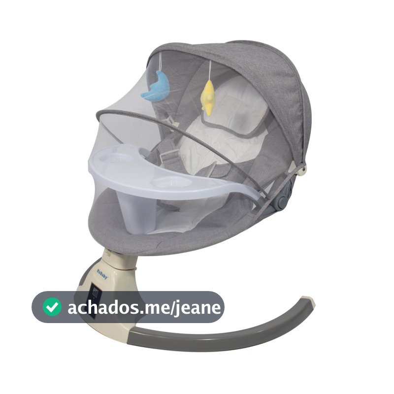 Cadeira De Balanço Automática Com Mosquiteiro, Bluetooth e Controle Remoto Sonatta LED Kababy Até 18kg