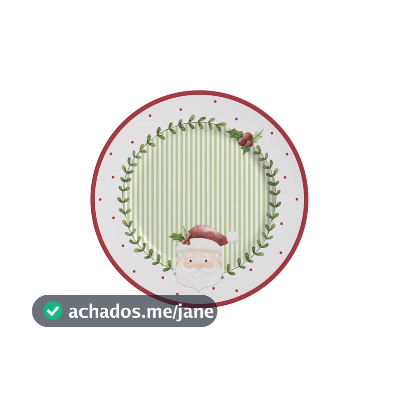 Conjunto com 6 Pratos de Sobremesa Ludic Natal Ø21cm