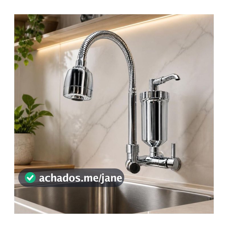 Torneira com Filtro Cozinha Parede Gourmet ABS Resistente e Filtragem de Carvão Ativado
