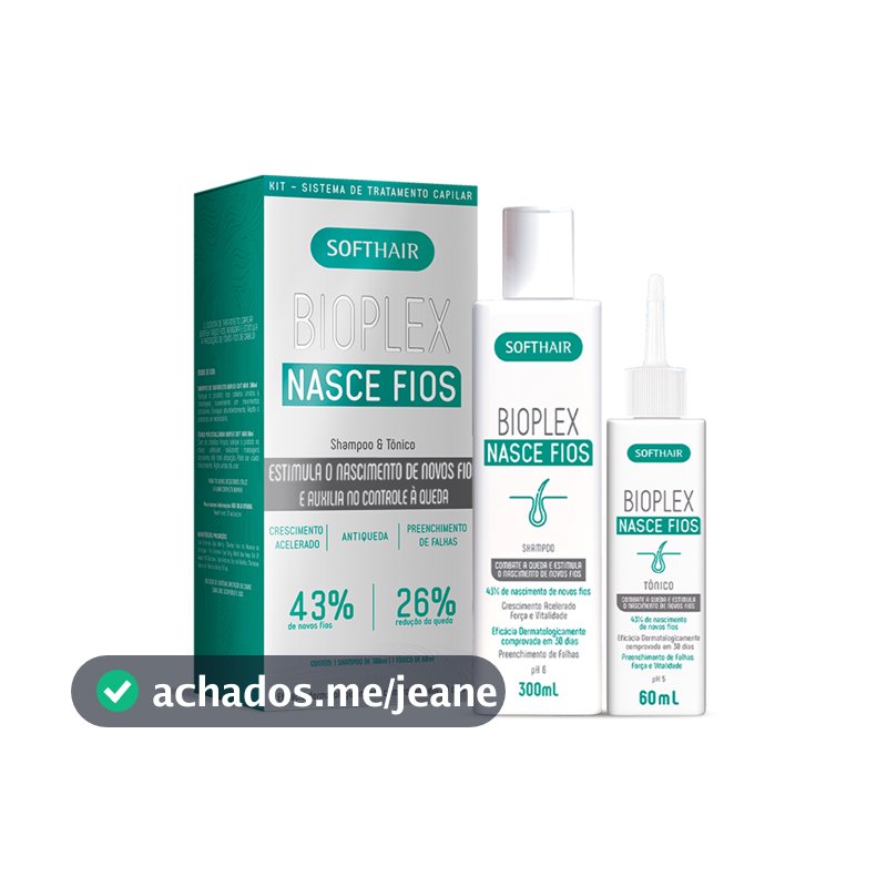 Kit Bioplex Nasce Fios e Antiqueda Tratamento Capilar (Shampoo e Tônico) Soft Hair