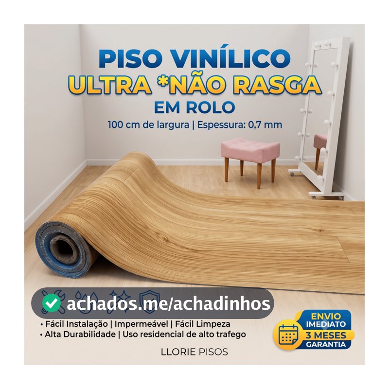 Piso Vinílico Em Manta Pratico Rolo Ultra Resistente Não Rasga