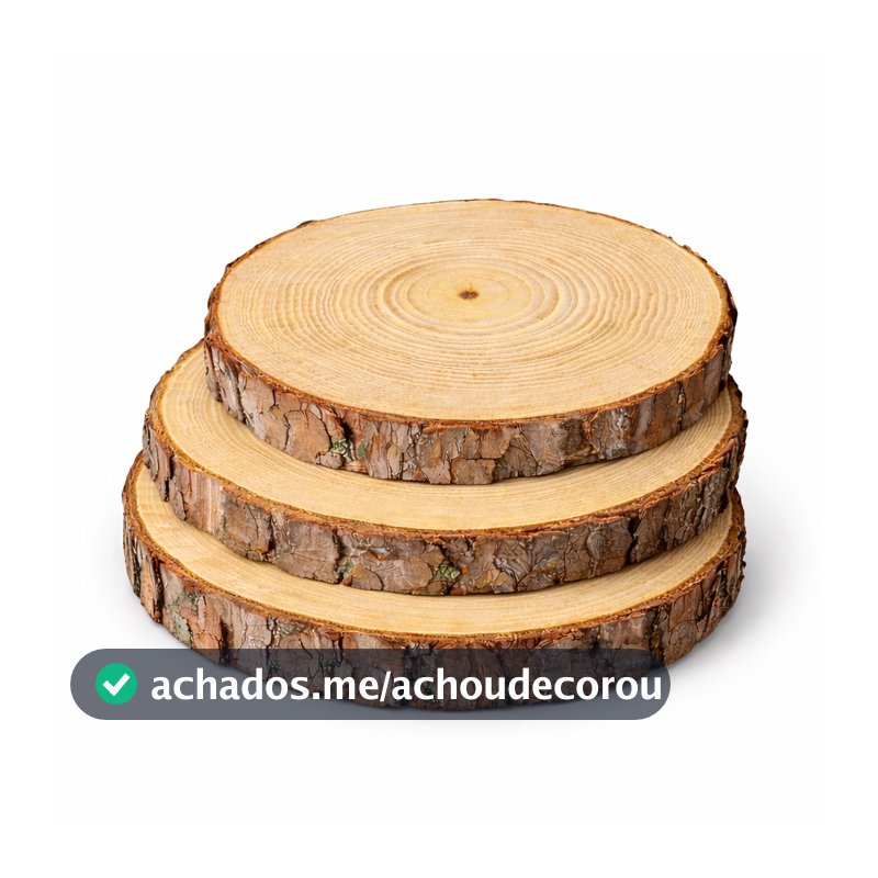 3 Lindas Bolachas de Madeira 18 a 20cm  Para Decoração Mesas Festas Artesanatos Rustico E Natural