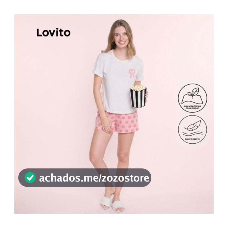 Lovito Conjunto de Pijama Curto Estampa Bolinhas PJB19611991