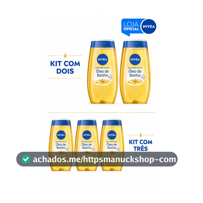KITS NIVEA Sabonete Líquido Óleo de Banho 200ml - 2 ou 3 Unidades
