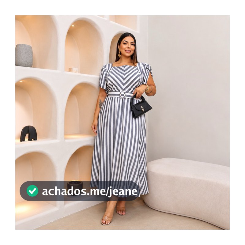 Vestido Longo Linho e alfaitaria Plus Size Moda Evangelica