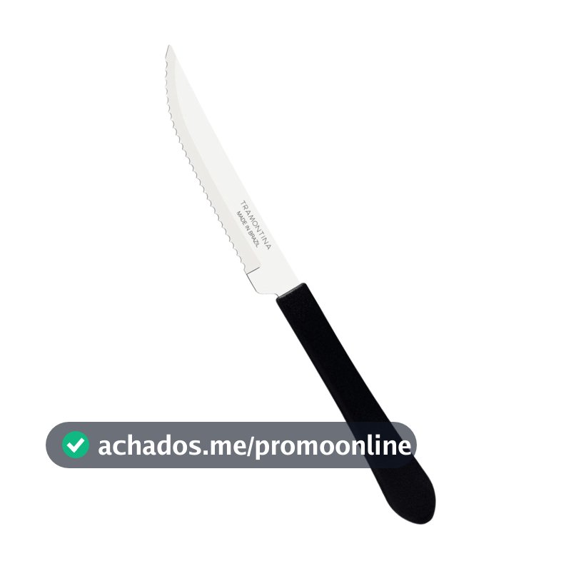 Kit 6, 9, 12 ou 24 Facas Tramontina Leme Para Churrasco Cabo Preto Serra