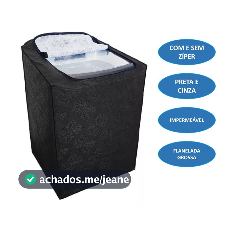 Capa para Maquina de Lavar Brastemp Electrolux Consul 6 a 17 kg Preta e Cinza Todas as Marcas