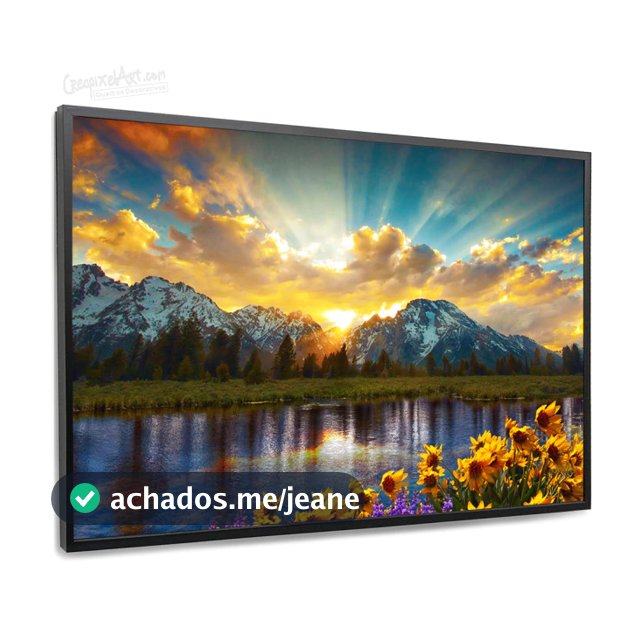 Quadro Decorativo 110x80cm  por do Sol, Lagoa & Girassol  Hall Luxo Sala Quarto Casa Decoração De Parede Mdf Adesivo