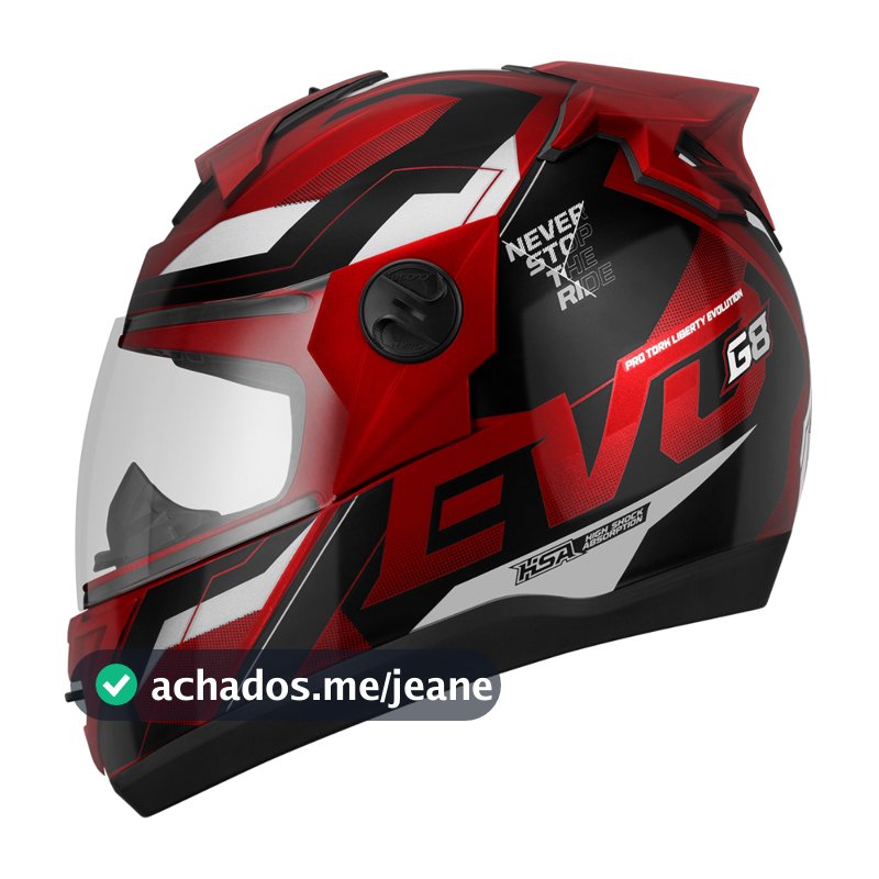 Capacete Fechado Moto Pro Tork Evolution G8 Evo Masculino e Feminino Adulto
