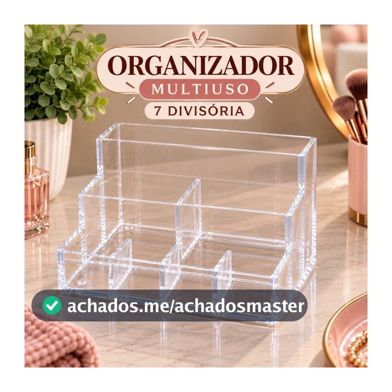Organizador Multiuso Acrílico 7 Divisórias Para Maquiagem