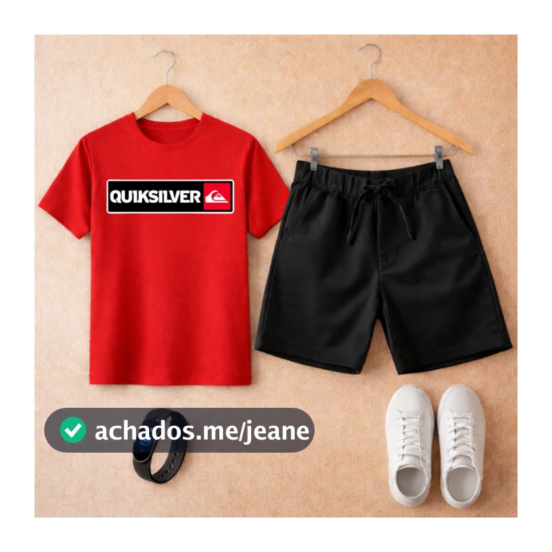 Kit Camiseta Infantil e Bermuda Moletinho Quick Camisa Menino + Relógio