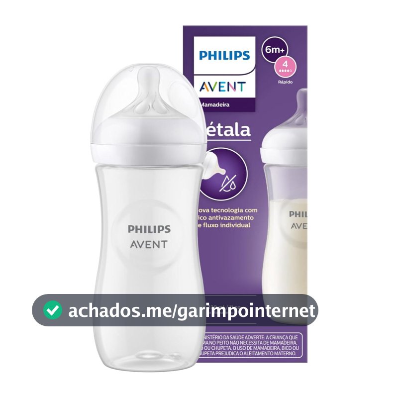 Mamadeira Pétala 330ml Com Bico N4 Antivazamento 6m+ Philips Avent Scy906-01