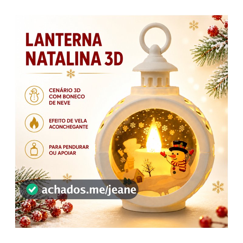 Lanterna Natalina Decorativa LED Luz Quente com Pilha para Árvore Mesa e Decoração ENVIO EM 24 HORAS