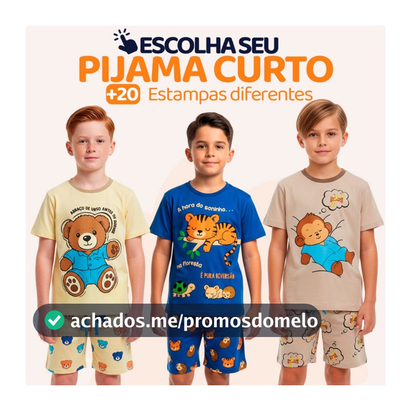 Pijama Curto Menino Infantil Confortável Estampado Roupa de Dormir Pijama Verão Infantil para Menino do 1 ao 10 l06