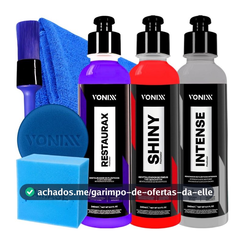 Kit Revitalizador de Plásticos Restaurax Intense Shiny Pretinho Brilhante Vonixx