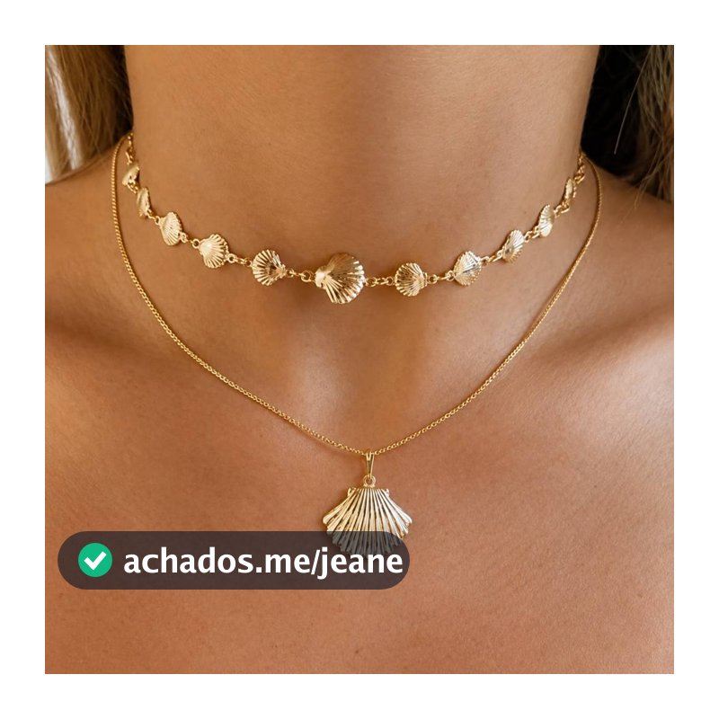Colar feminino pingente Concha Do Mar Ouro 18k + gargantilha Choker De Conchinhas Búzios