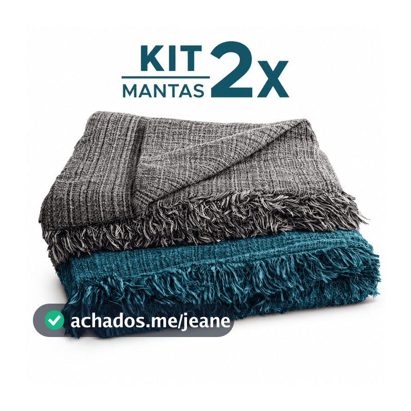 Kit 2 Mantas Decorativas Sofá Cama 100% Algodão 2,10x1,20 Grande Toque Macio Premium Franjas