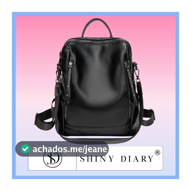 SD Mochila Feminina Em Couro PU Alta Qualidade Média Espaçosa Com Alça De Ombro PRETO