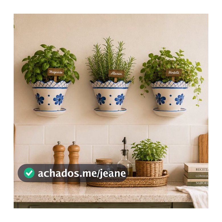 Floreira de Parede em Cerâmica Esmaltada Pintada a Mão Decorativo para Plantas Vaso com Prato