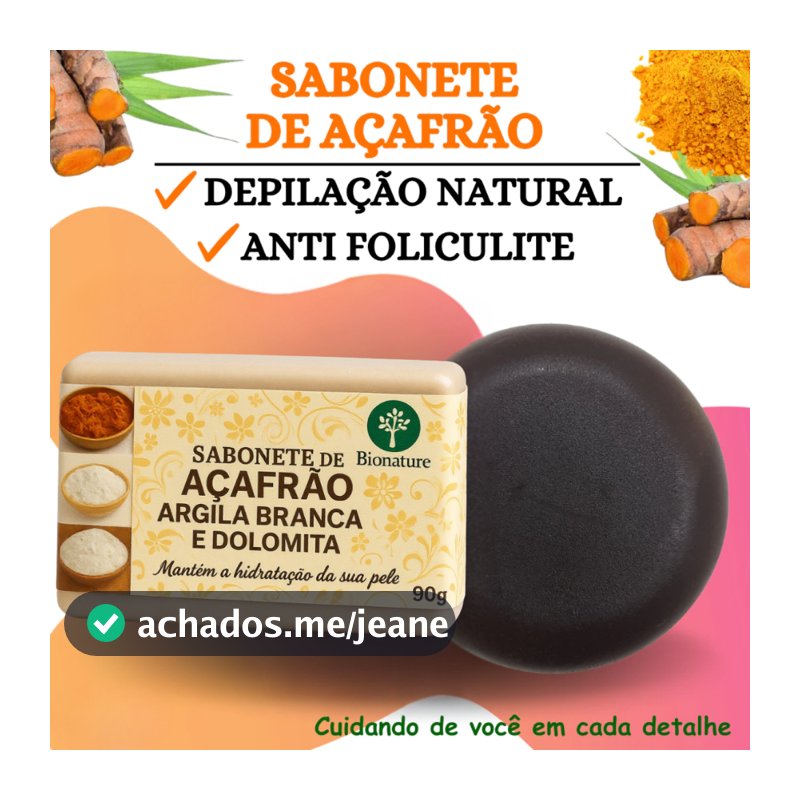 Sabonete de Açafrão dolomita Depilação natural Anti Foliculite Clareador 90g - Skin Care