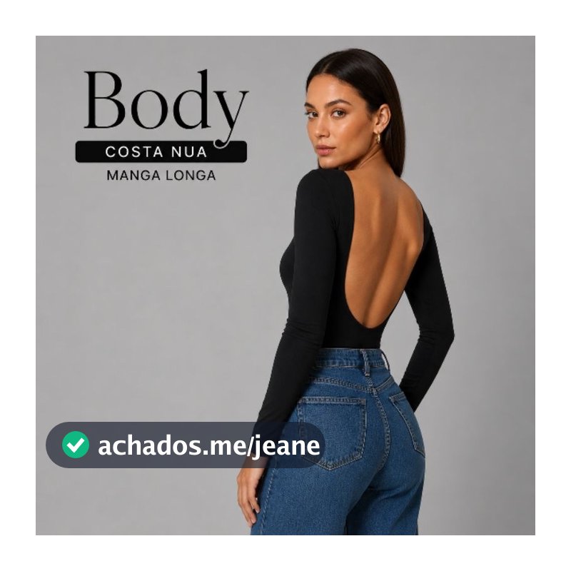 BODY COSTA ABERTA NUA MANGA LONGA SUPLEX FORRO