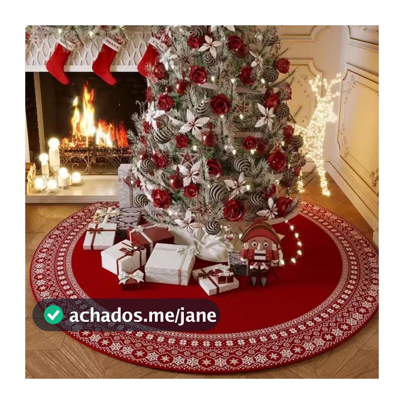 Tapete Redondo Decorativo Natal 88cm Antiderrapante para Sala e Quarto 2085