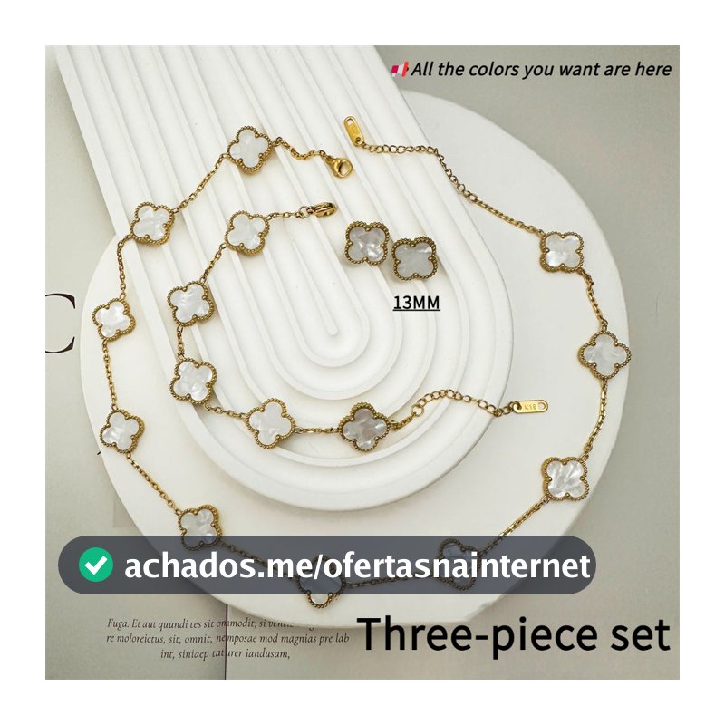 1.3cm banhado a ouro 18k dupla face pulseira Fritillary dez flores colar brincos de orelha conjunto clássico moda titâni