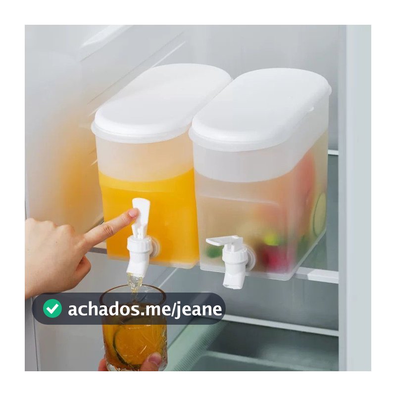Suqueira Plástica Com Tampa E Torneira Para Geladeira Capacidade 3 Litros Para Agua Suco E Refri