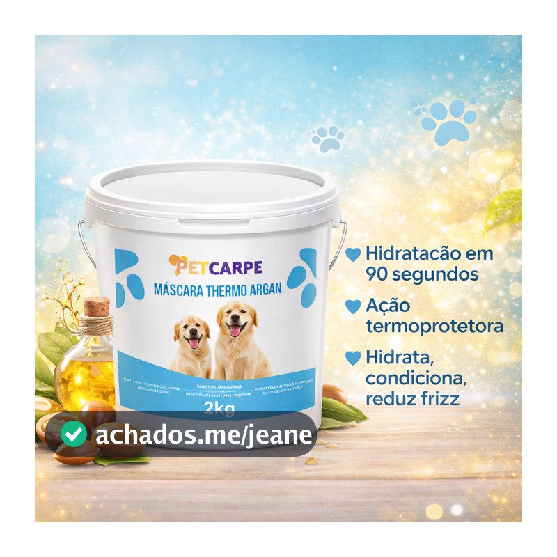 Máscara de Hidratação de pelos  Pet Carpe com Óleo de Argan para Cães e Gatos Banho e Tosa Balde 2 kilos