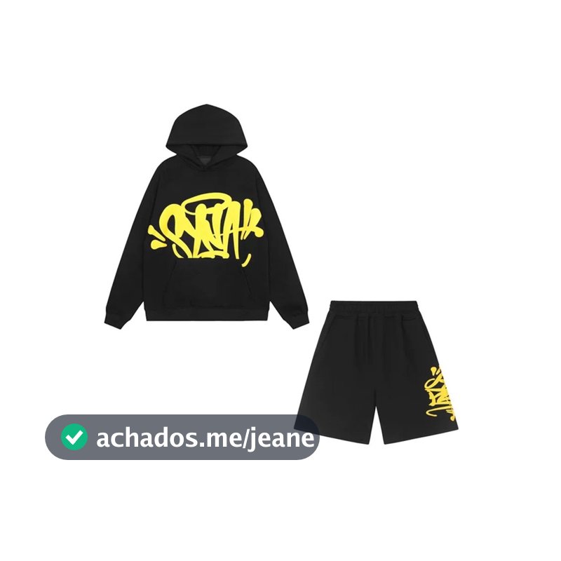 Y2K hip-hop street hoodie + shorts Conjunto De Duas Peças Com Letras SynaWord Impressas No Peito , Casal casual Solto