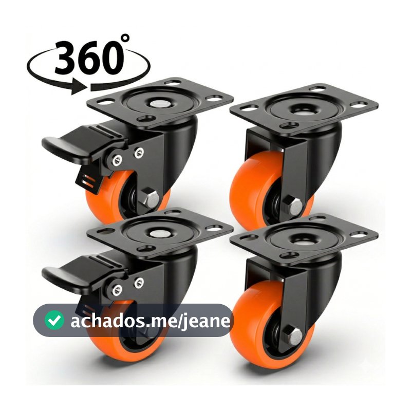 Kit 4 Rodinhas Para Móveis 360° Reforçadas – Suporta Peso Alto