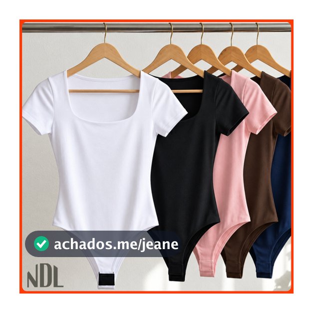 Body Feminino Decote Quadrado Manga curta Suplex Liso Casual Blusa Feminina