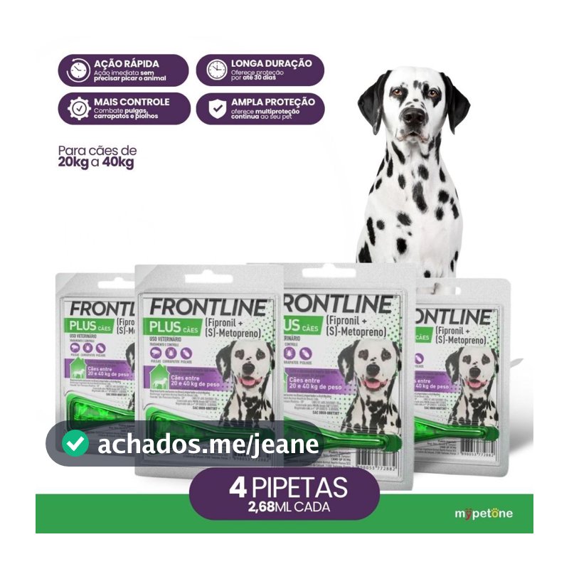 Kit 4 Antipulgas e Carrapatos Frontline Plus para Cães de 20 a 40 Kg - 1 Pipeta - 2.68 mL