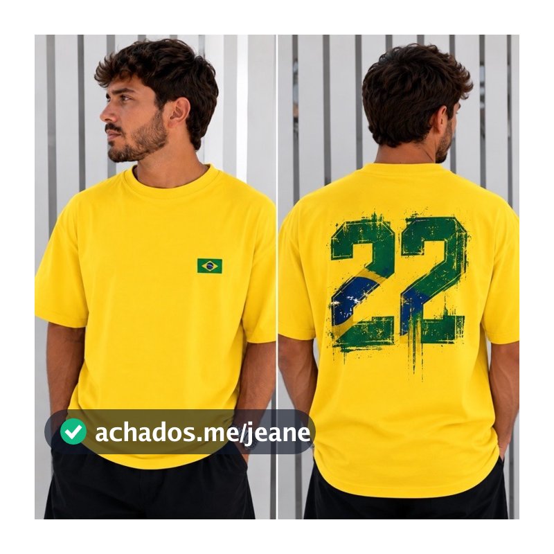 Camiseta Com Bandeira Brasileira e 22 estampado Brasil Casual 100% Algodão Premium Confortável Jair Messias