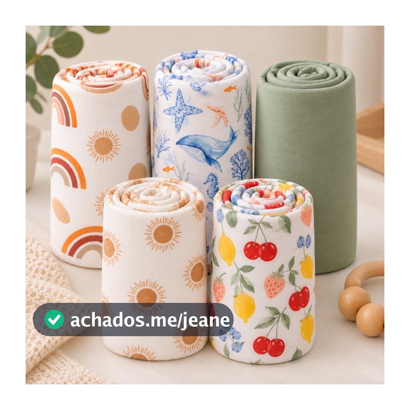Cueiro Estampado Bebê Algodão Bambu Soft Swaddle 110x110cm Manta Extra Macia
