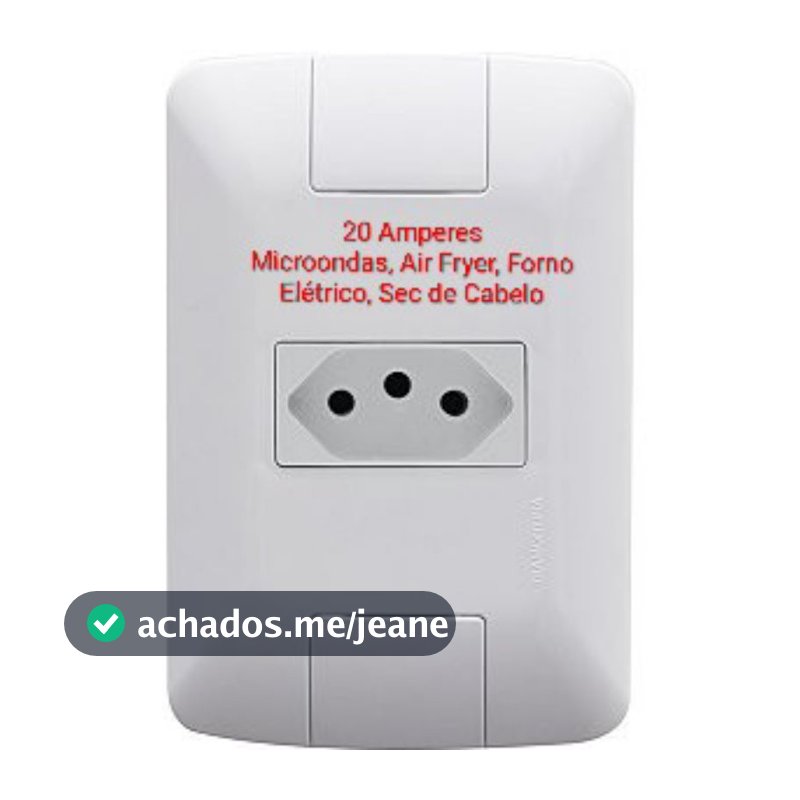 Tomada 20A Ária/Lux Tramontina Original Microondas Secador de cabelo Air Fryer Forno Elétrico Sanduicheira/Grill