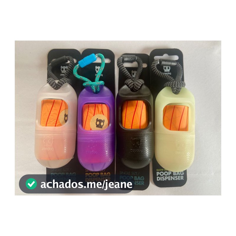 Cata Caca Zeedog Poop Bag Dispenser Zeedog (porta Saquinhos) Preto / Branco / Fluorescente Brilha No Escuro / H3D Roxo