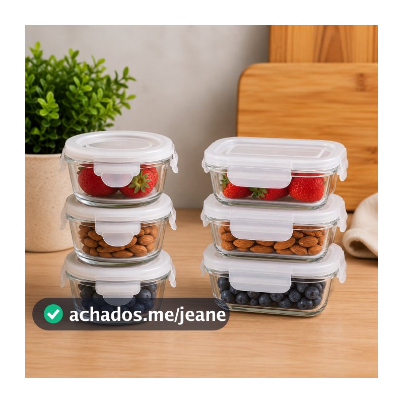 Kit 3 Pote Hermético Com Tampa de Vedação Para Mantimentos Ideal Para Organização na Cozinha 120ml Vidro