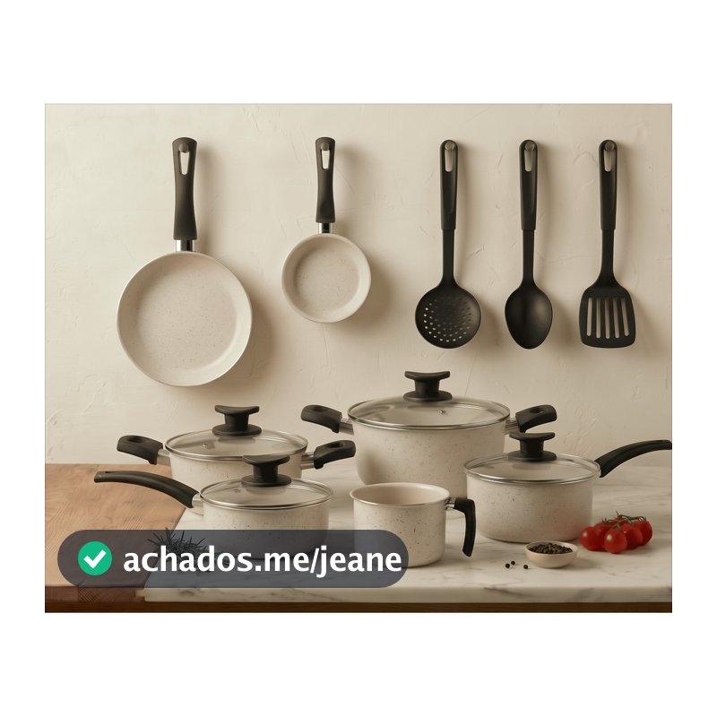 Conjunto Jogo de Panelas Teflon Viena 10 Pçs Antiaderente Tampa de Vidro