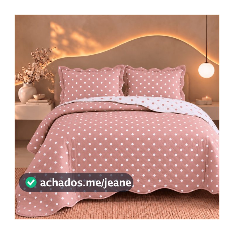 Kit Colcha Cobre Leito Casal Poá Dupla Face Matelado Microfibra 3 Peças Cama Box Porta Travesseiros