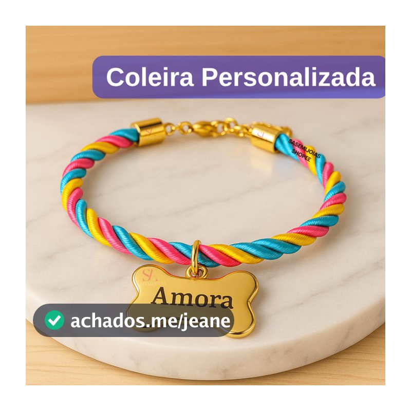 Coleira Rosa de Cachorro com Pingente Nome e Numero Personalizado B4
