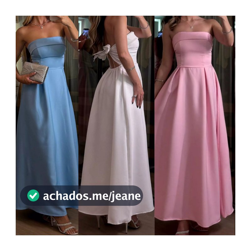 Vestido Longo Tomara que Caia com Bojo e Abertura nas Costas – Tendência 2025